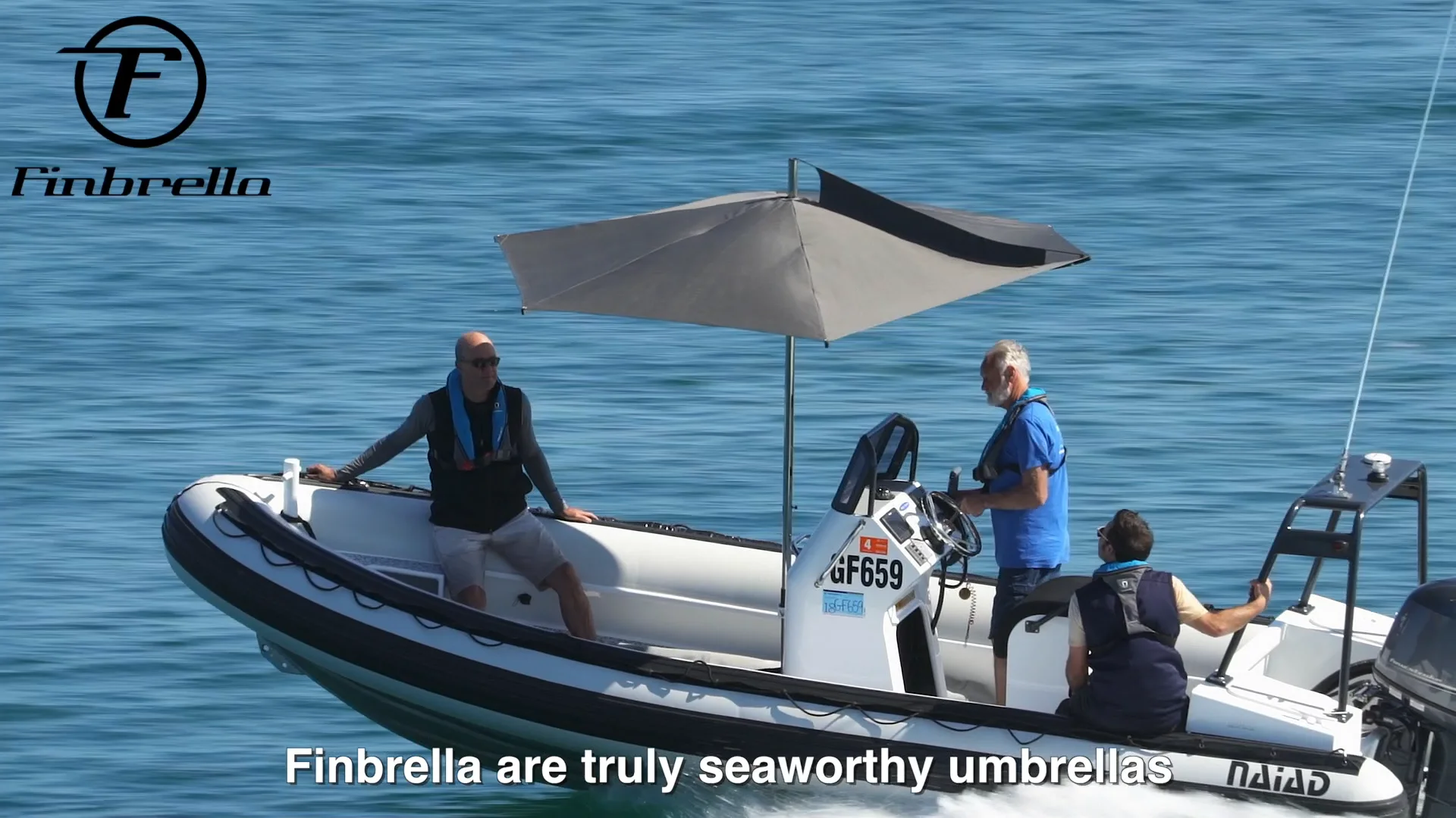 Finbrella Boat Umbrella. Marine Trials on Kirby Marine, Naiad rib (with  captions) on Vimeo
