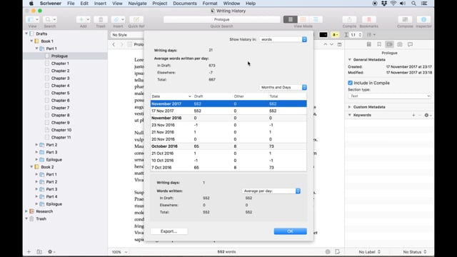 Monitor Your Writing Habits with the Writing History