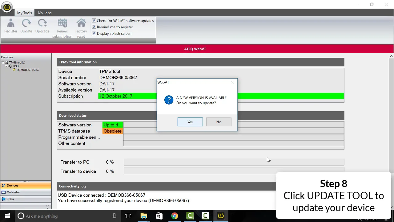How to update your ATEQ TPMS tool WebVT installation