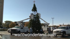 City Workers Putting up Christmas Tree for Waco Wonderland