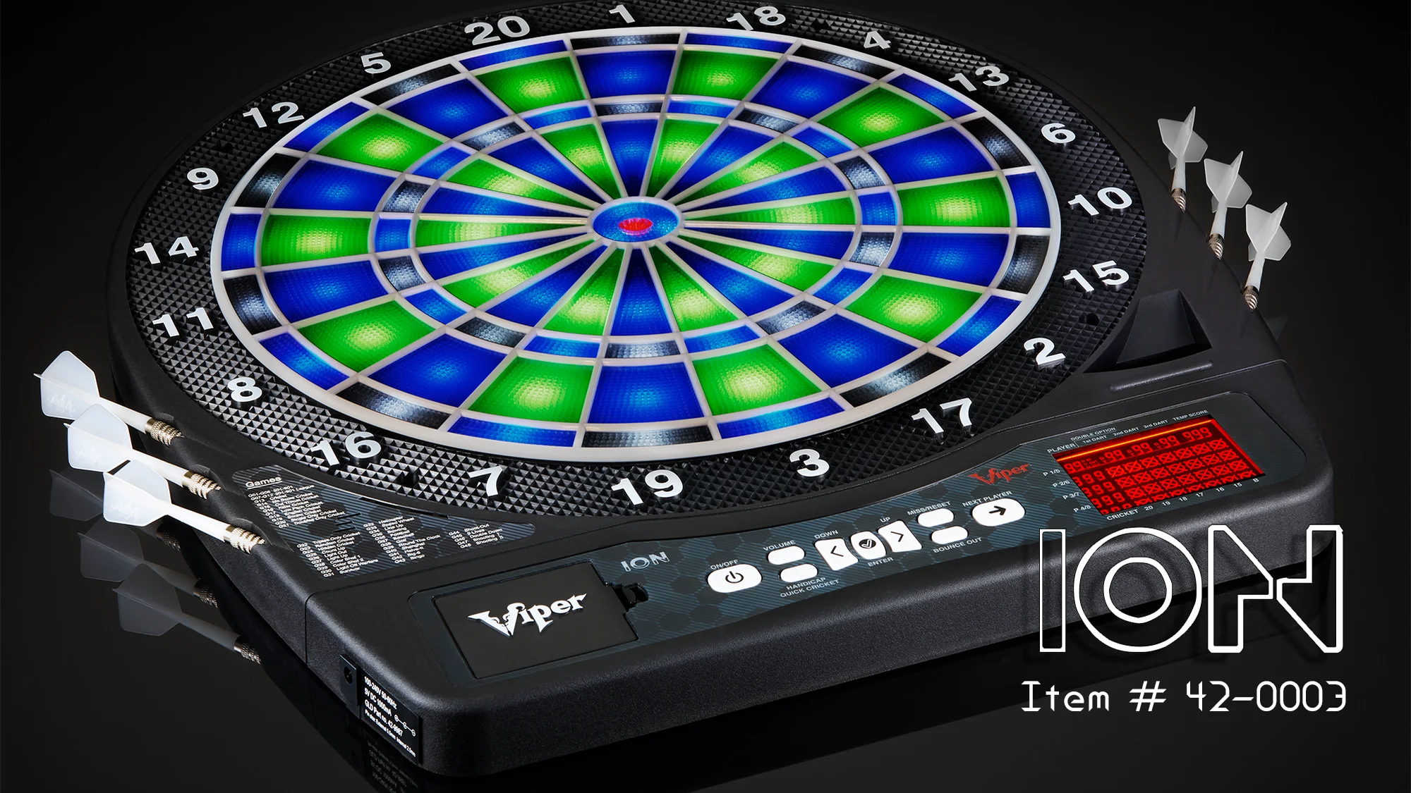 Viper Ion Illuminated Electronic Dartboard, 15.5