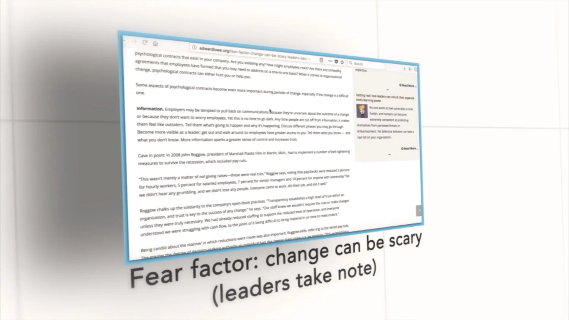 Fear Factor: change can be scary (leaders take note)