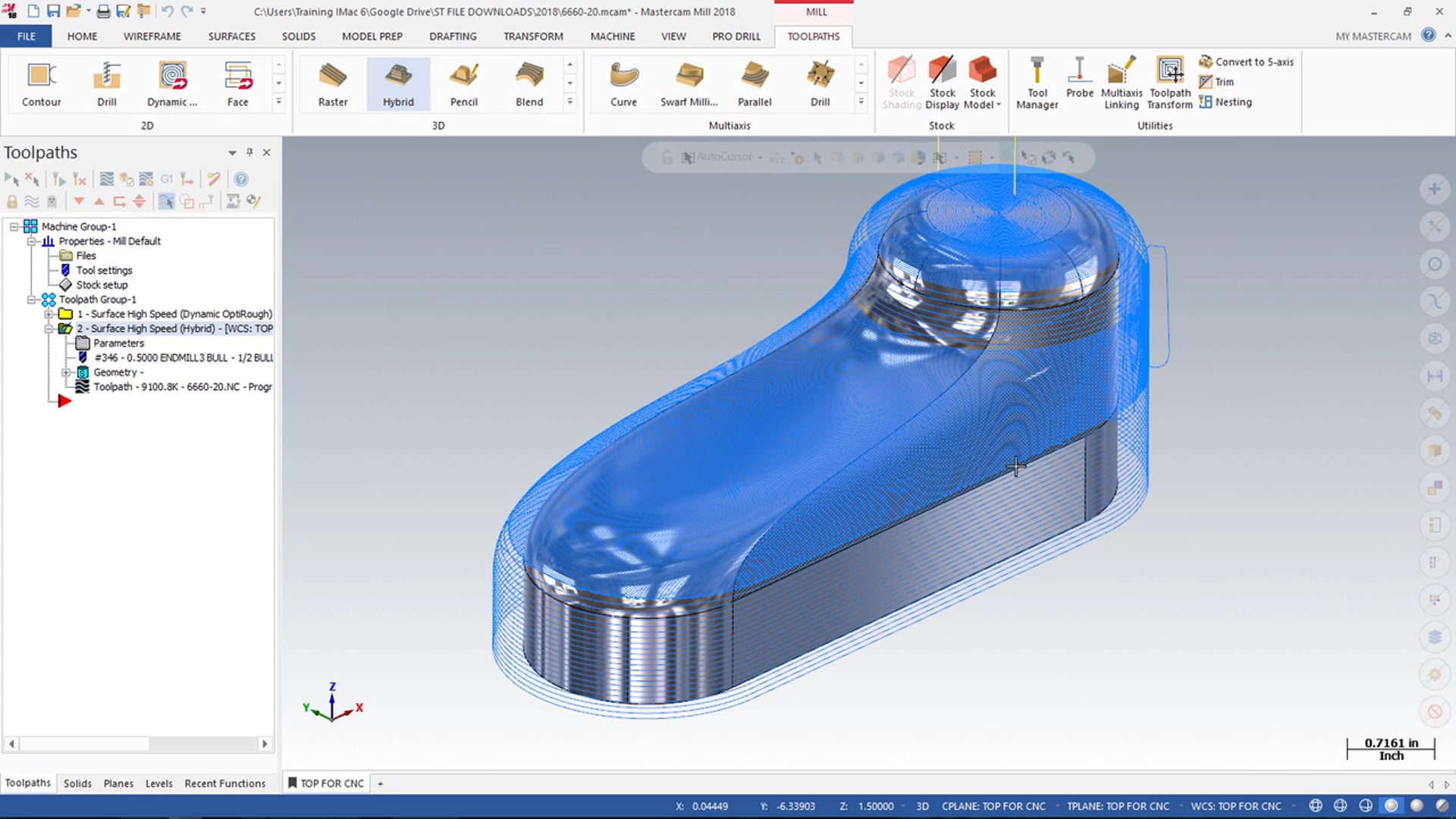 Surface High Speed Finish Hybrid Part 1