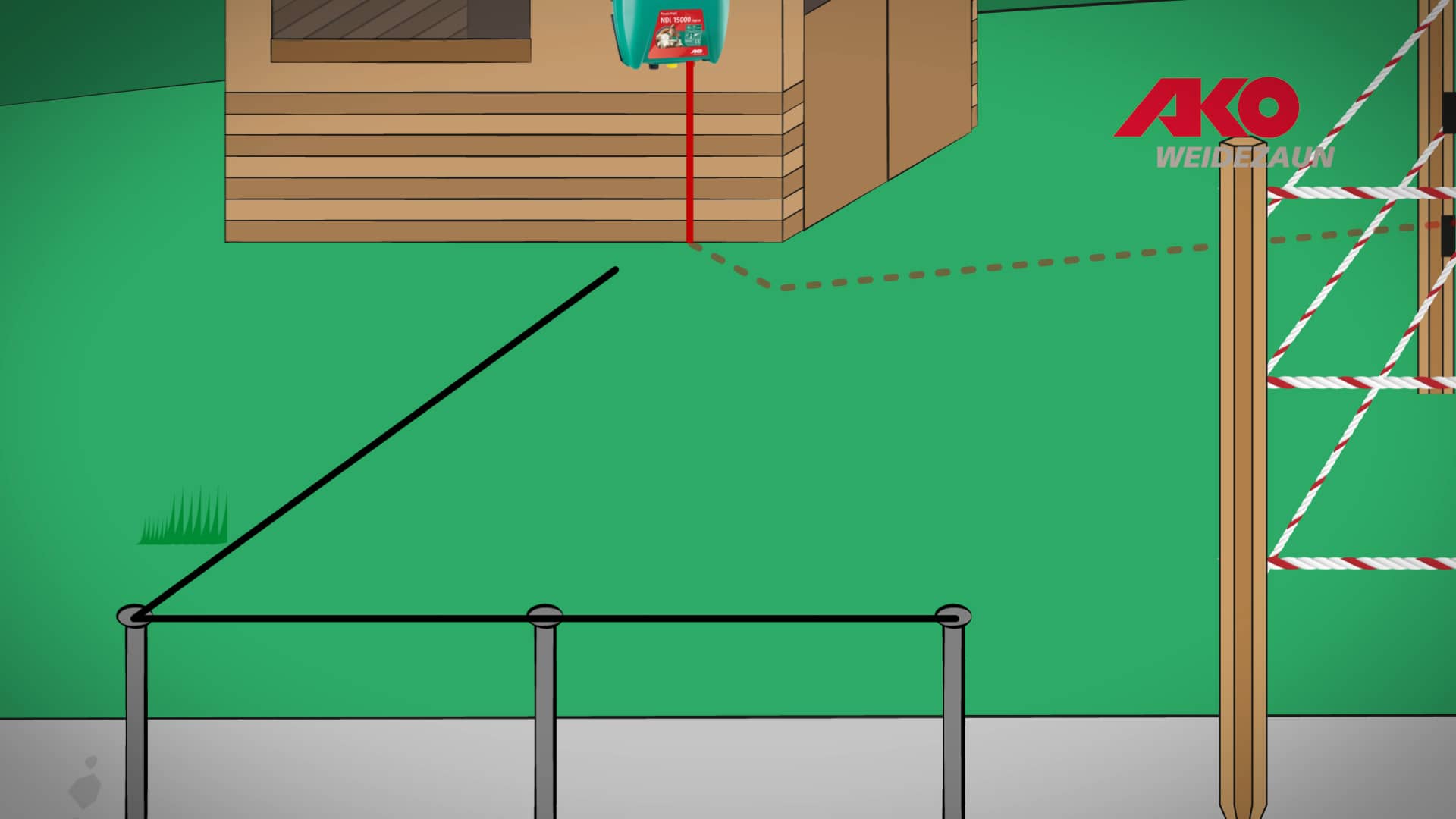 Aufbauanleitung AKO Weidezaunsystem mit Weidezaunseil (DE) on Vimeo