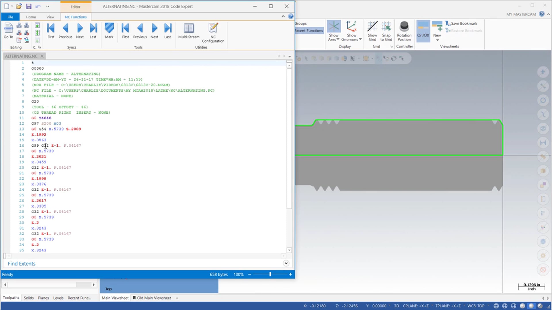 Lathe Thread NC Code Output