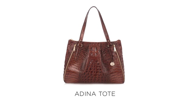 Brahmin+Adina+Tote+Croc+Pecan+Leather+Shoulder+Bag for sale online