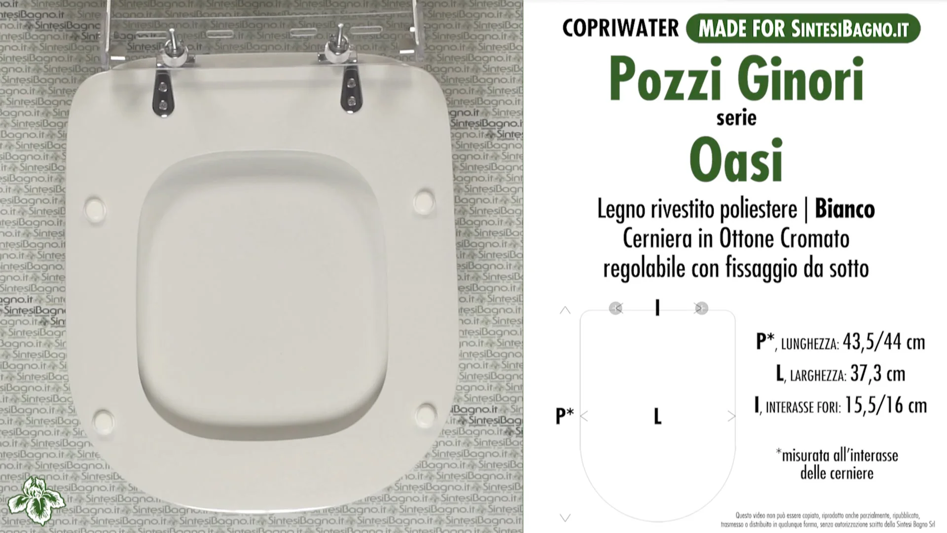 Copriwater in Legno Rivestito di Poliestere per Pozzi Ginori