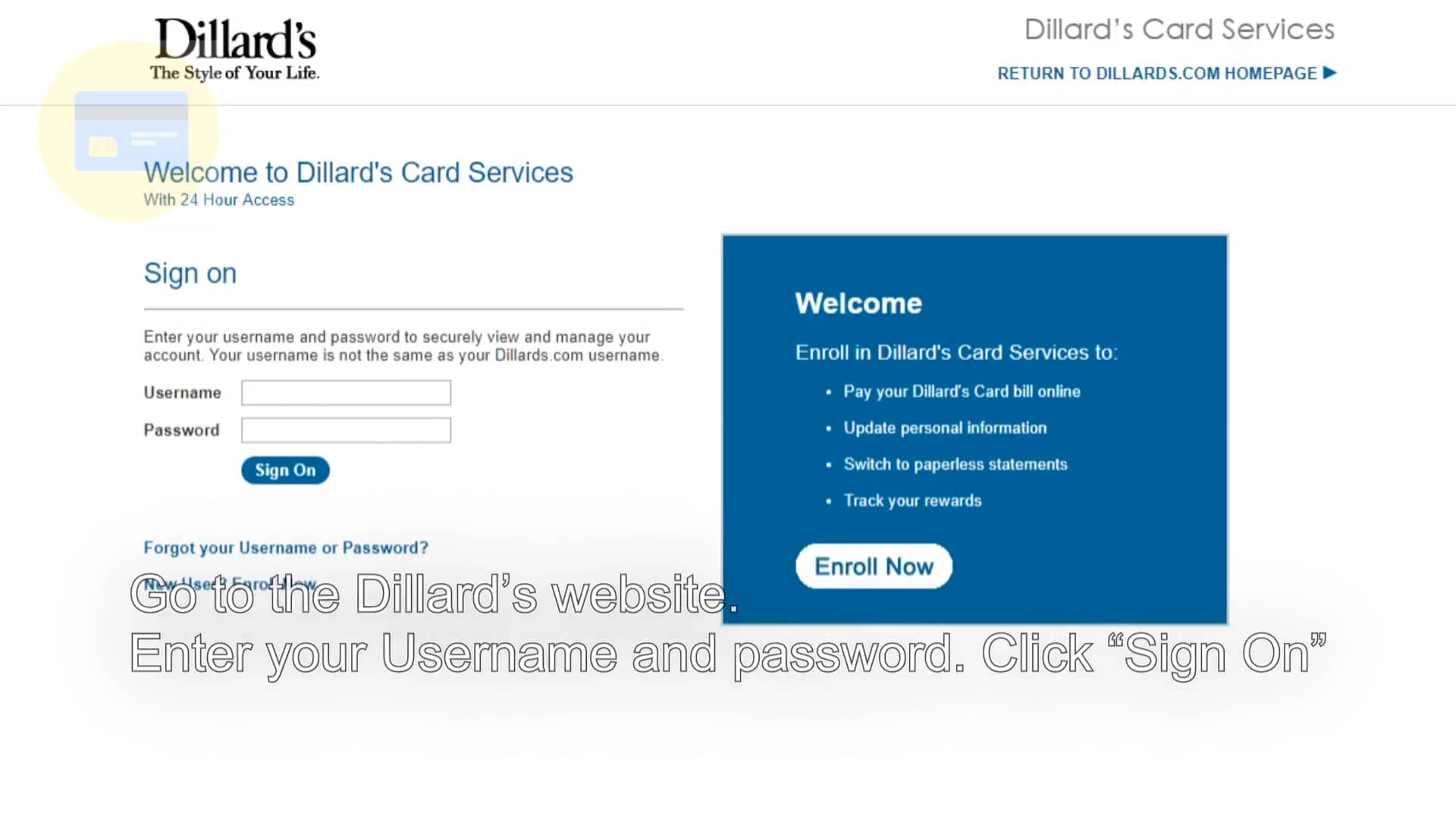 Dillard’s Credit Card Login in 2018 on Vimeo