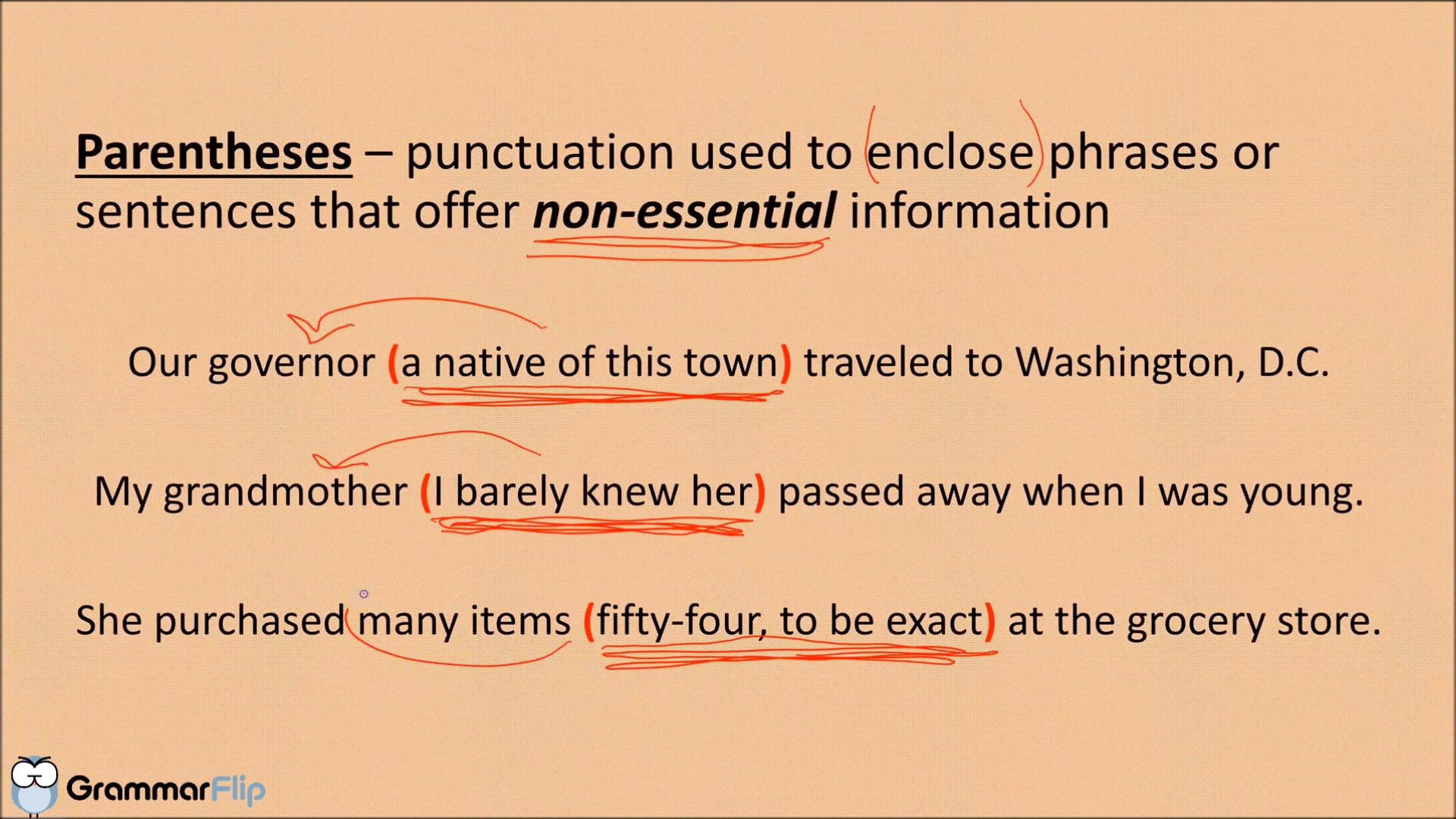 Nested parentheses in writing