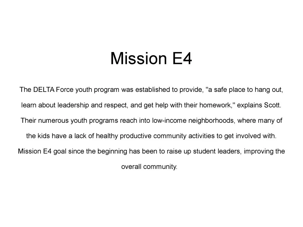 Mission E4 - Providing Support to Local Youth on Vimeo