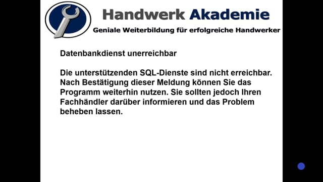 Fehler "Datenbankdienst unerreichbar"