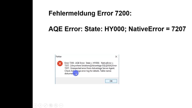 Error 7200 - NativeError 7207