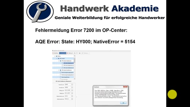 Error 7200 im Ausdruck des OP-Centers