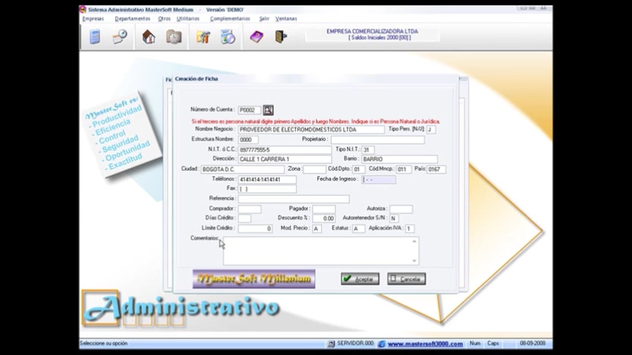 06 Mastersoft Medium Saldos Iniciales Acreedores Proveedores