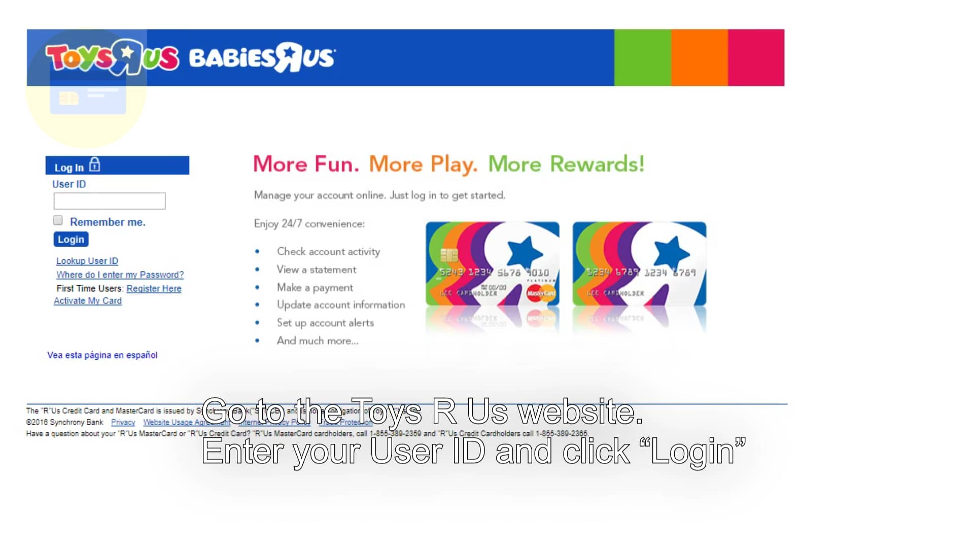 Toys "R" Us Credit Card Login in 2018 on Vimeo