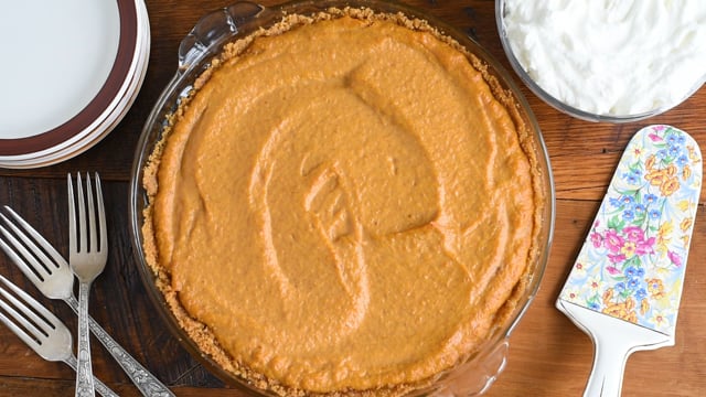 Pumpkin Pie with a graham cracker crust. 