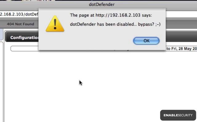 Demo of a cross site scripting in dotDefender's admin interface