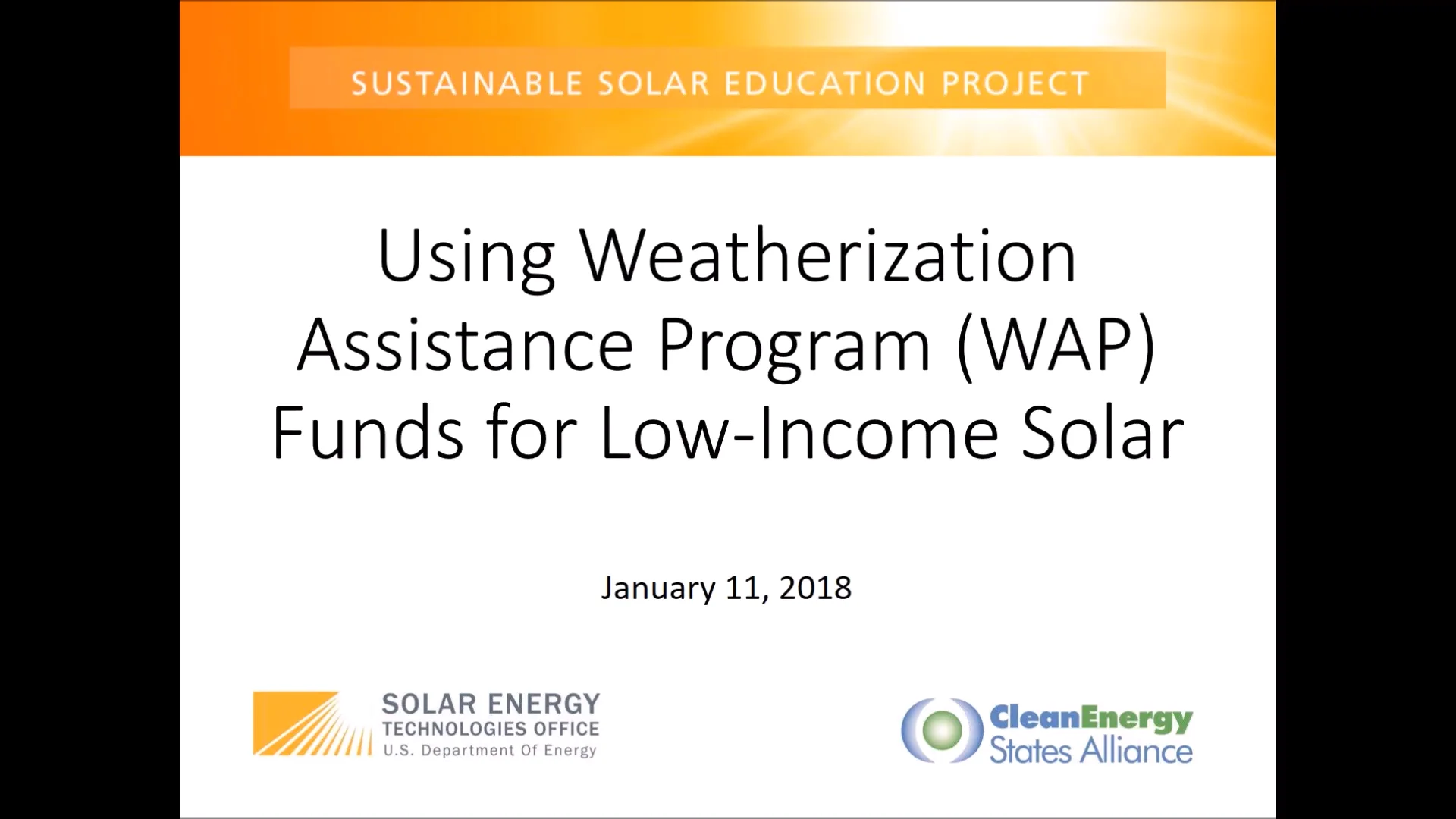 Using Weatherization Assistance Program (WAP) Funds for Low-Income Solar  (1.11.2018), image size:1920x1080