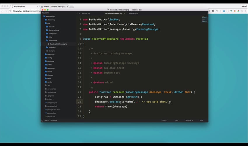 Received Middleware - Build A Chatbot - Beyond Code