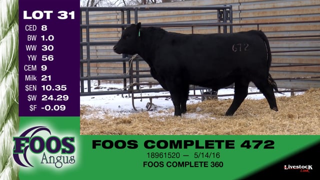 Lot #31 - FOOS COMPLETE 472