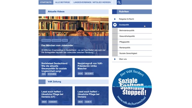 Die neue Homepage von VdK-TV