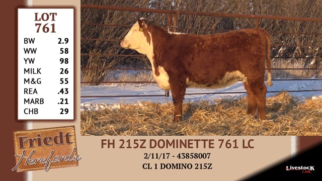 Lot #761 - FH 215Z DOMINETTE 761 LC