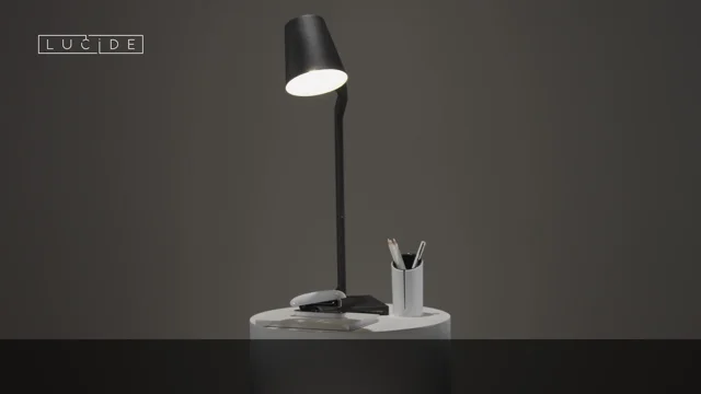 Lampe de bureau design Lucide Mizuko Noir Métal – Lampes de bureau