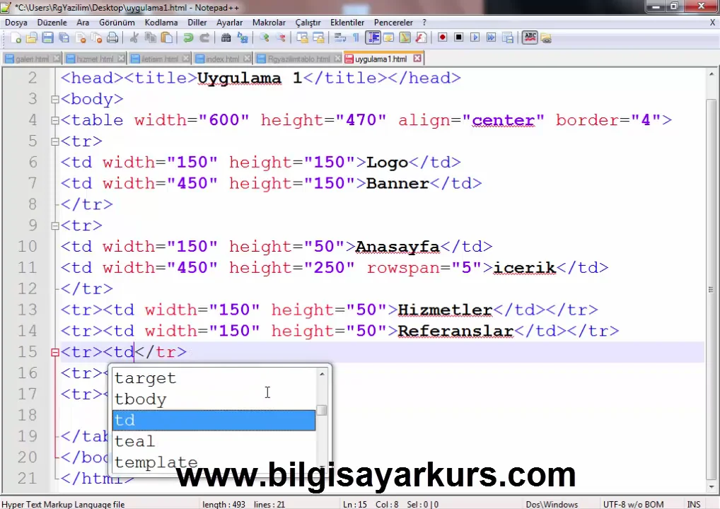 HTML Tablo ile Site Kalibi Oluşturma Kodlama on Vimeo
