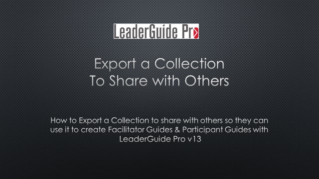 Export - How to Export a Collection