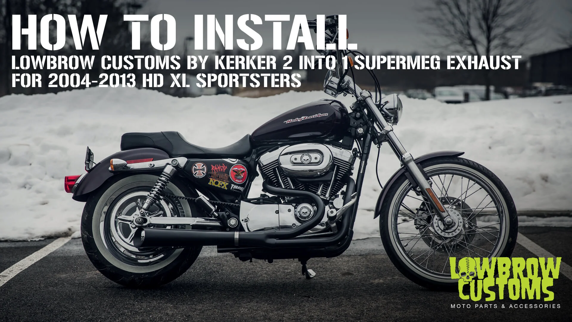 How to install: Lowbrow Customs 2 into 1 SuperMeg Exhaust by Kerker for  Harley-Davidson Sportsters on Vimeo