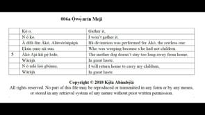 006a Ọ̀wọ́nrín Méjì