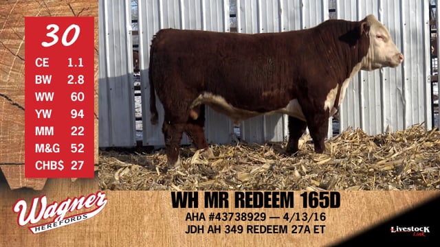 Lot #30 - WH MR REDEEM 165D