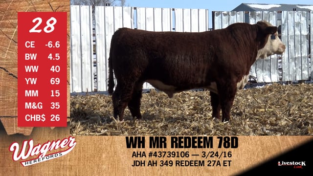 Lot #28 - WH MR REDEEM 78D