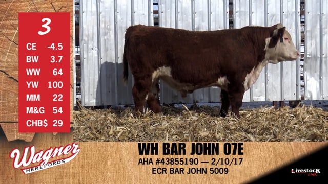 Lot #3 - WH BAR JOHN 07E