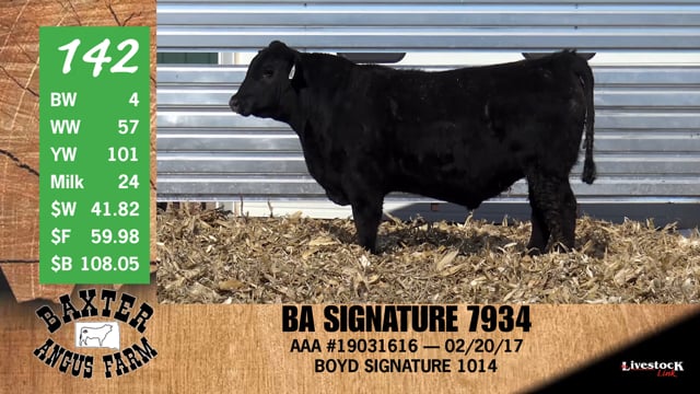 Lot #142 - BA SIGNATURE 7934