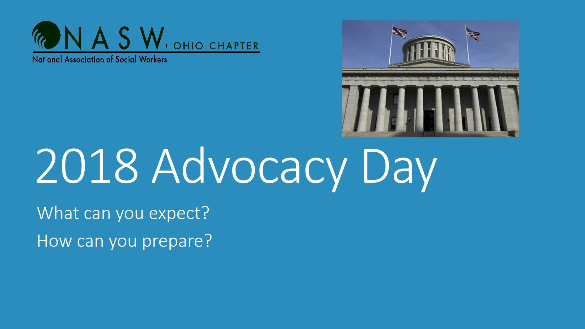 2018 NASW Ohio Chapter Advocacy Day Preparation Webinar on Vimeo