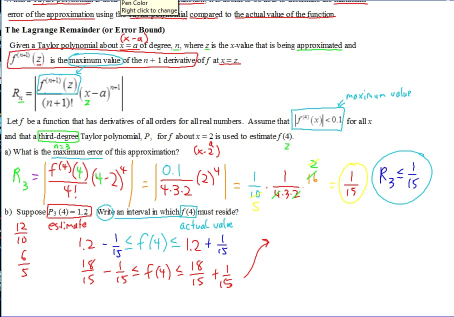 AP Calculus BC Notes Lagrange Error Bound On Vimeo