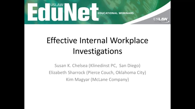USLAW Webinar: Workplace Investigations Video