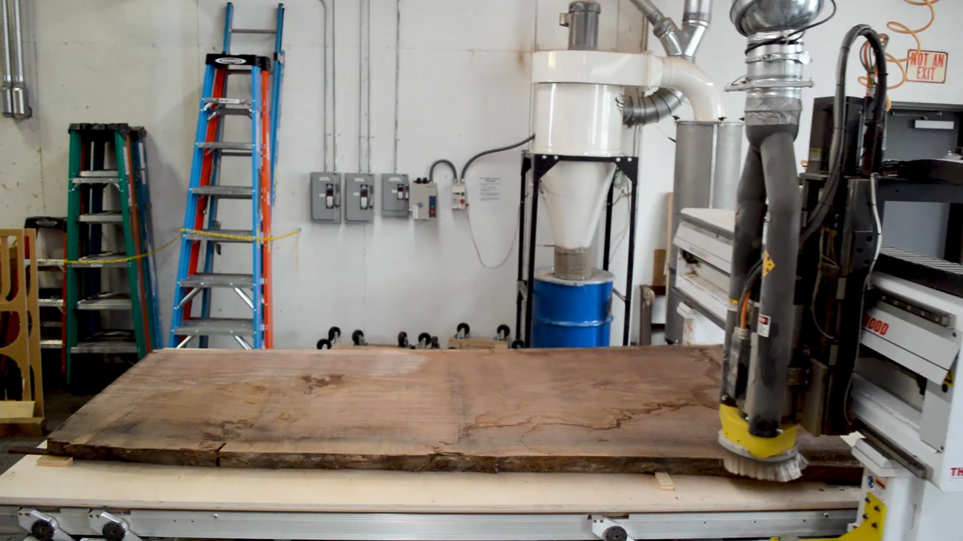 CNCing a giant slab of Black Walnut | FIGURE PLANT + Salvage Works + Wood Works by Lunde