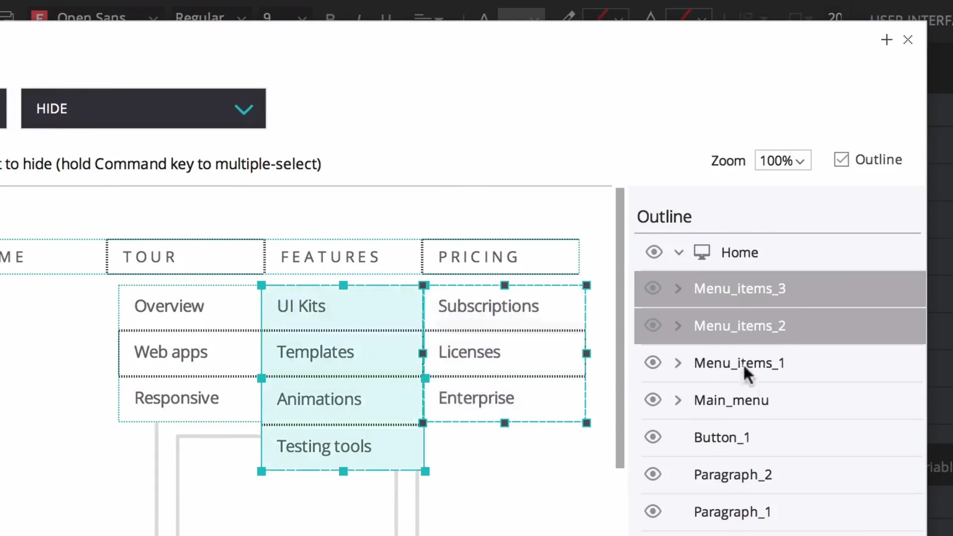 Prototyping a drop-down menu 4 on Vimeo