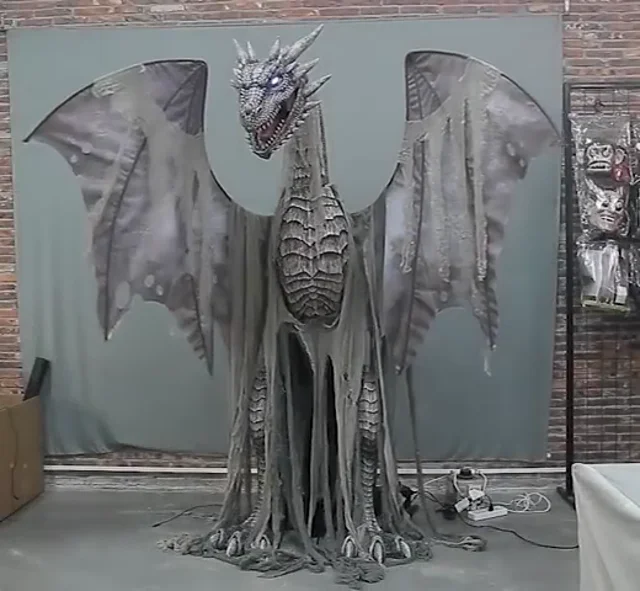 7' Animated Winter Dragon Halloween Decoration