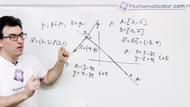 9. Přímka v rovině - Parametrické vyjádření přímky 2 - Příklady, kolmé přímky