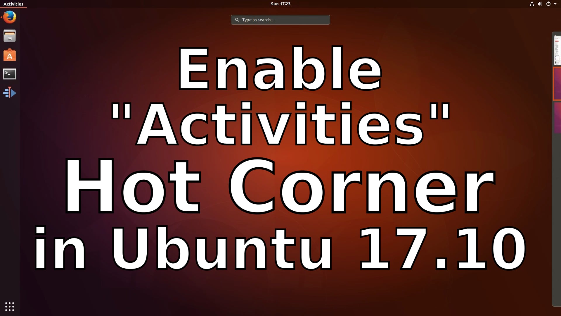 Enable "Activities" Hot Corner in Ubuntu 17.10