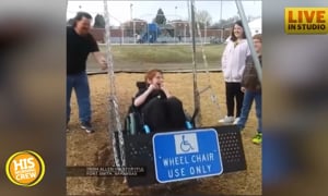Boy in Wheelchair Joyfully Experiences Playground Swing