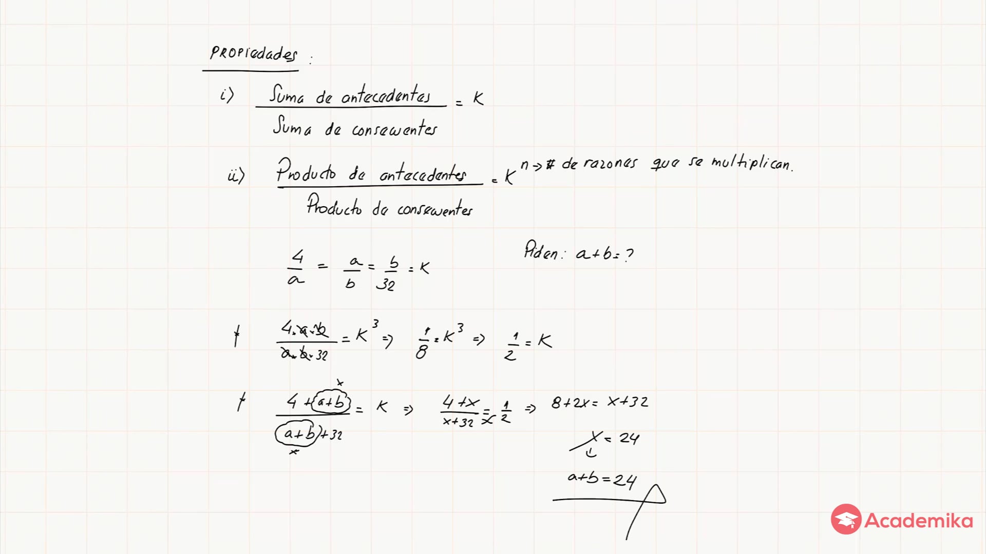 Propiedades de las series de razones geométricas equivalentes