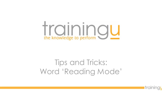 Word Tip – Reading Mode
