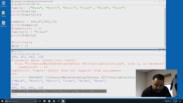 Module 13: Variables with Lists, Tuples & Dictionaries - Video Thumbnail