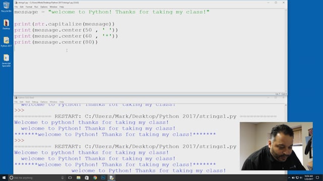Module 34: A Look at Strings for - capitalise(), center() and count() - Video Thumbnail