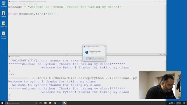 Module 35: A look at Strings for - find(), isalpha() and isdigit() - Video Thumbnail