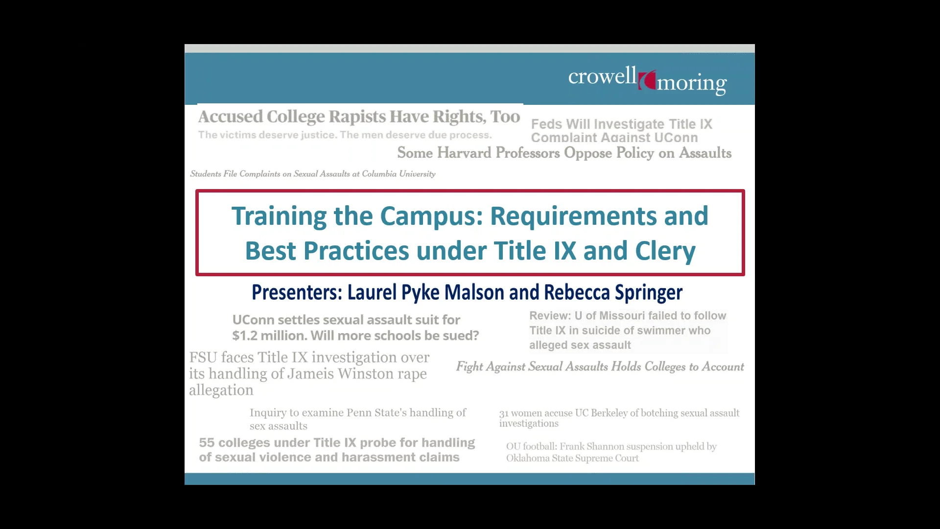 Title IX Series, Part III: Training the Campus: Requirements and Best  Practices under TIX and Clery